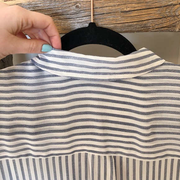 SMART SET Blue & White Striped Button Down Blouse - Picture 7 of 9